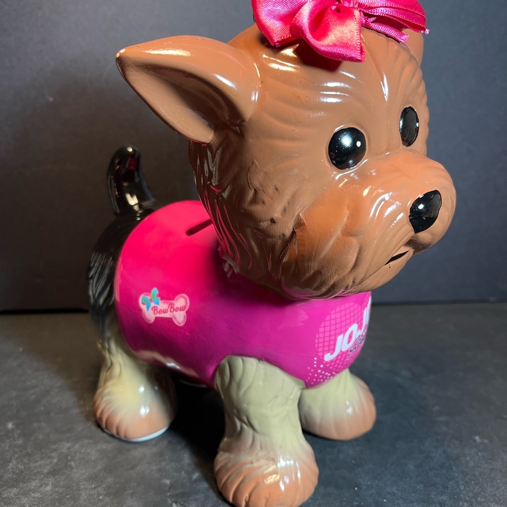 2018 JoJo Siwa BOW-BOW Yorkie DOG Puppy Piggy Coin CERAMIC BANK 9”Long T81